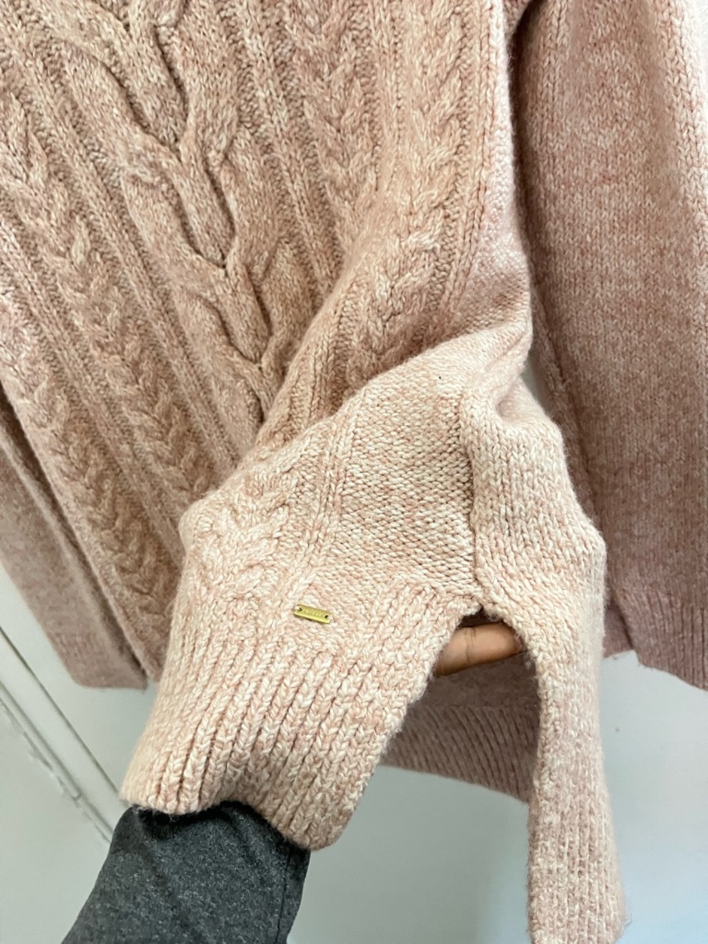 Tommy Hilfiger Wool-Blend Cable Crewneck Sweater - Blush Pink - Picture 4 of 6
